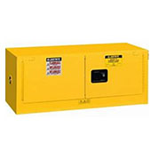 Justrite 12 Gallon, Sure-Grip EX Piggyback, Yellow Safety Cabinet for Flammables (2 Doors, Manual)