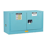 Justrite 17 Gallon, Sure-Grip EX Piggyback, Blue Steel Safety Cabinet for Corrosives/Acid (1 Shelf, 2 Doors, Manual)