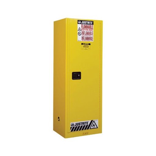 Justrite 22 Gallon, Sure-Grip EX Slimline, Yellow Safety Cabinet for Flammables (1 Door, Manual)