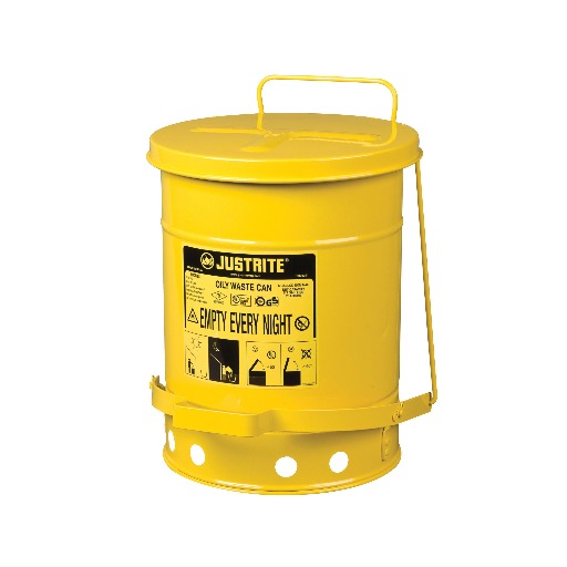 Justrite Yellow Steel Oily Waste Can (Foot Operated)