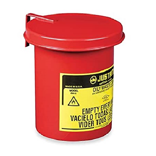 Justrite Countertop Oily Waste Can, 1/2 Gallon, Steel