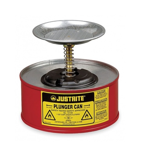 Justrite 1L Red Steel Plunger Dispensing Can