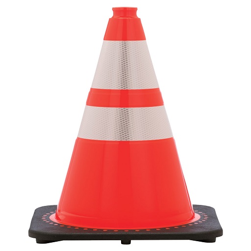Rubberised Traffic Cone with Sleeves & Black Base