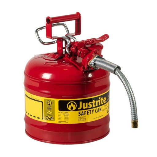 Justrite 2/2.5 Gallon, Type II, Red Steel Safety Can for Flammables
