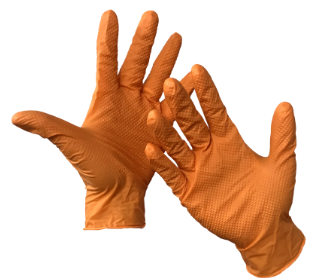Asher Jallen EagleGrip Orange Embossed Diamond Texture Nitrile PF Gloves 7.0mil - (Box of 100's)
