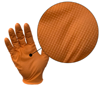 Asher Jallen EagleGrip Orange Embossed Diamond Texture Nitrile PF Gloves 7.0mil - (Box of 100's) - Image 5
