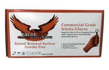 Asher Jallen EagleGrip Orange Embossed Diamond Texture Nitrile PF Gloves 7.0mil - (Box of 100's) - Image 4