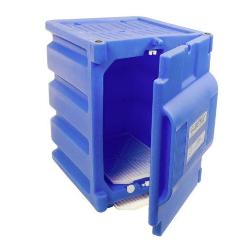 Justrite Royal Blue Polyethylene Storage Cabinet for Corrosives/Acids, Holds 2×4-Litre Bottles (1 Door, Manual)