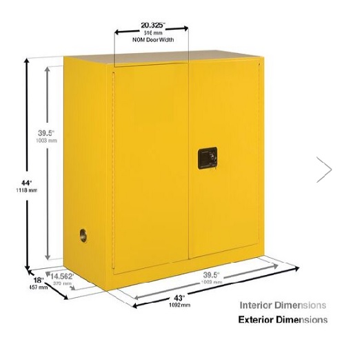 Justrite 30 Gallon, Sure-Grip EX, Blue Steel Safety Cabinet for Corrosives/Acid (1 Shelf, 2 Doors, Manual)