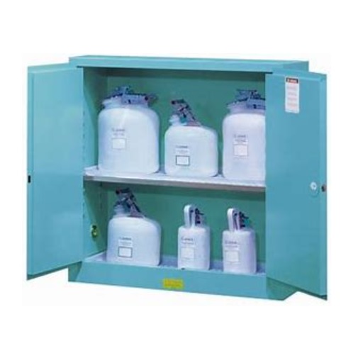 Justrite 30 Gallon, Sure-Grip EX, Blue Steel Safety Cabinet for Corrosives/Acid (1 Shelf, 2 Doors, Manual)