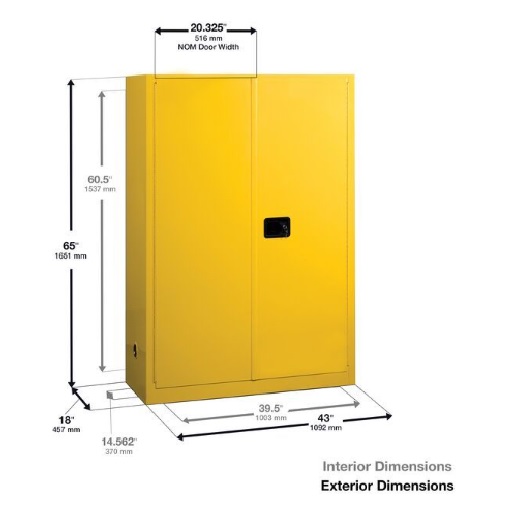 Justrite 45 Gallon, Sure-Grip EX, Blue Safety Cabinet for Corrosives/Acid (2 Shelves, 2 Doors, Manual)