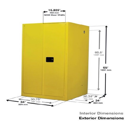 Justrite 60 Gallon, Sure-Grip EX, Blue Steel Safety Cabinet for Corrosives/Acid (2 Shelves, 2 Doors, Manual)