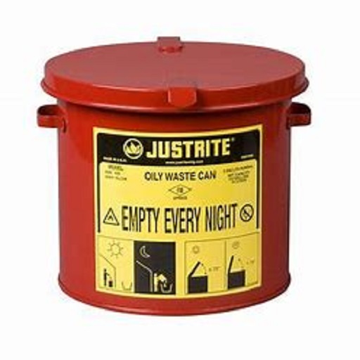 Justrite 2 Gallon, Red Countertop Oily Waste Can