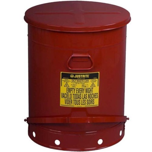 Justrite Countertop Oily Waste Can, 1/2 Gallon, Steel