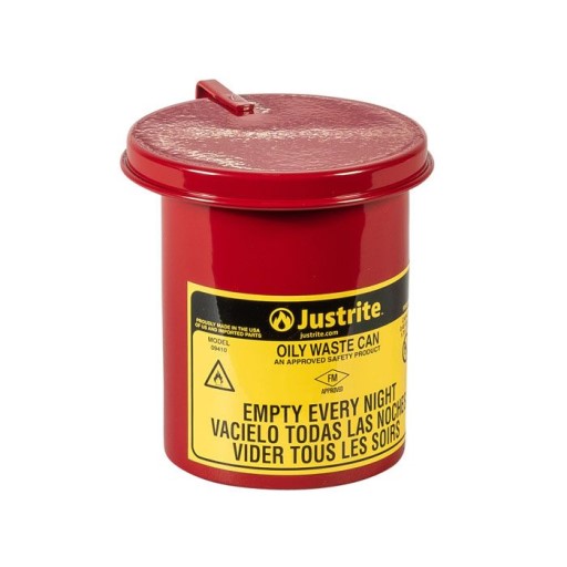 Justrite Countertop Oily Waste Can, 1/2 Gallon, Steel