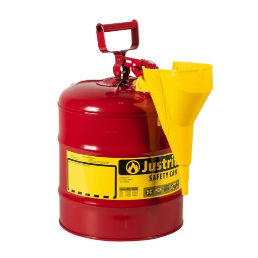 Justrite 5 Gallon, Type 1, Red Steel Safety Can for Flammables