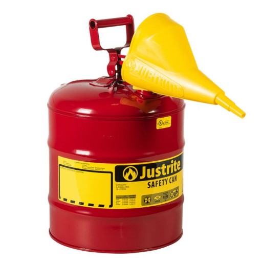 Justrite 5 Gallon, Type 1, Red Steel Safety Can for Flammables