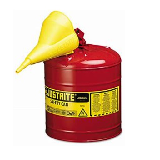 Justrite 5 Gallon, Type 1, Red Steel Safety Can for Flammables