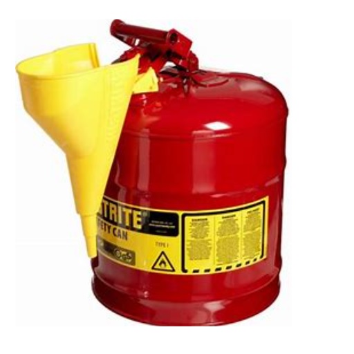 Justrite 5 Gallon, Type 1, Red Steel Safety Can for Flammables