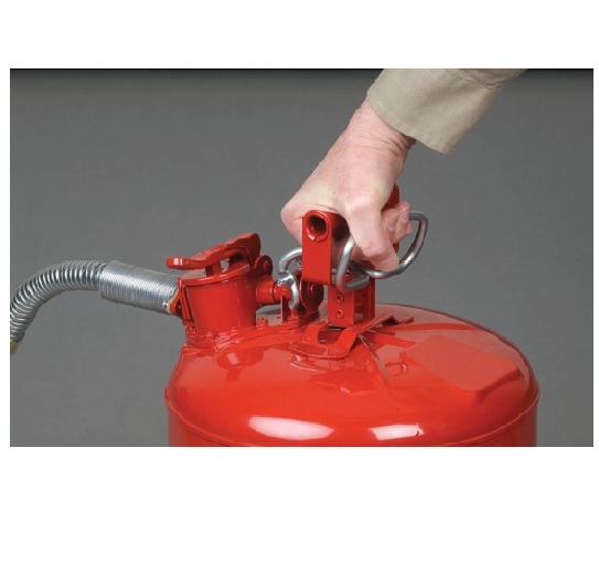 Justrite 5 Gallon, Type II, AccuFlow, Red Steel Safety Can for Flammables with Metal Hose