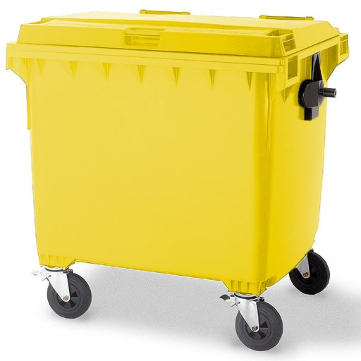 1100L mobile Yellow 4-wheeled bin