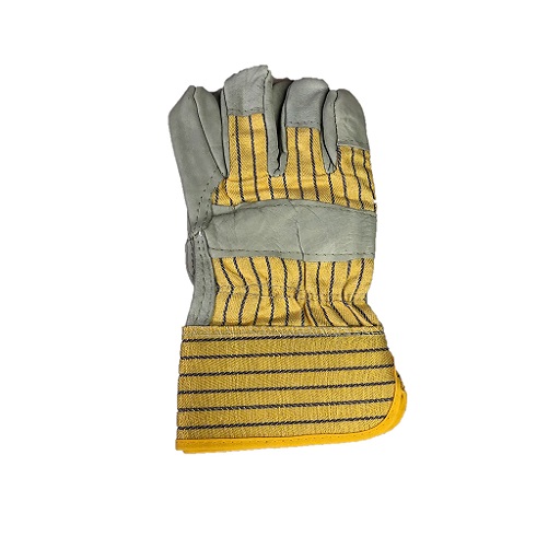Cowhide Smooth Leather at the Palm & Cotton Striped at the Wrist Cuff Gloves – (Dozen)