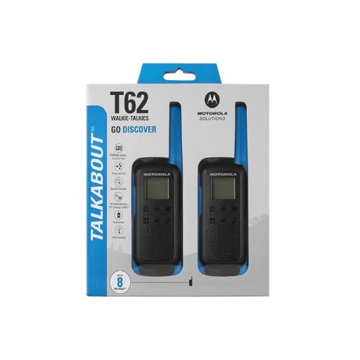 MOTOROLA T62 License FREE Portable Radio (Walkie-Talkie) with 2 Chargers, Rechargeable Batteries & User Manual
